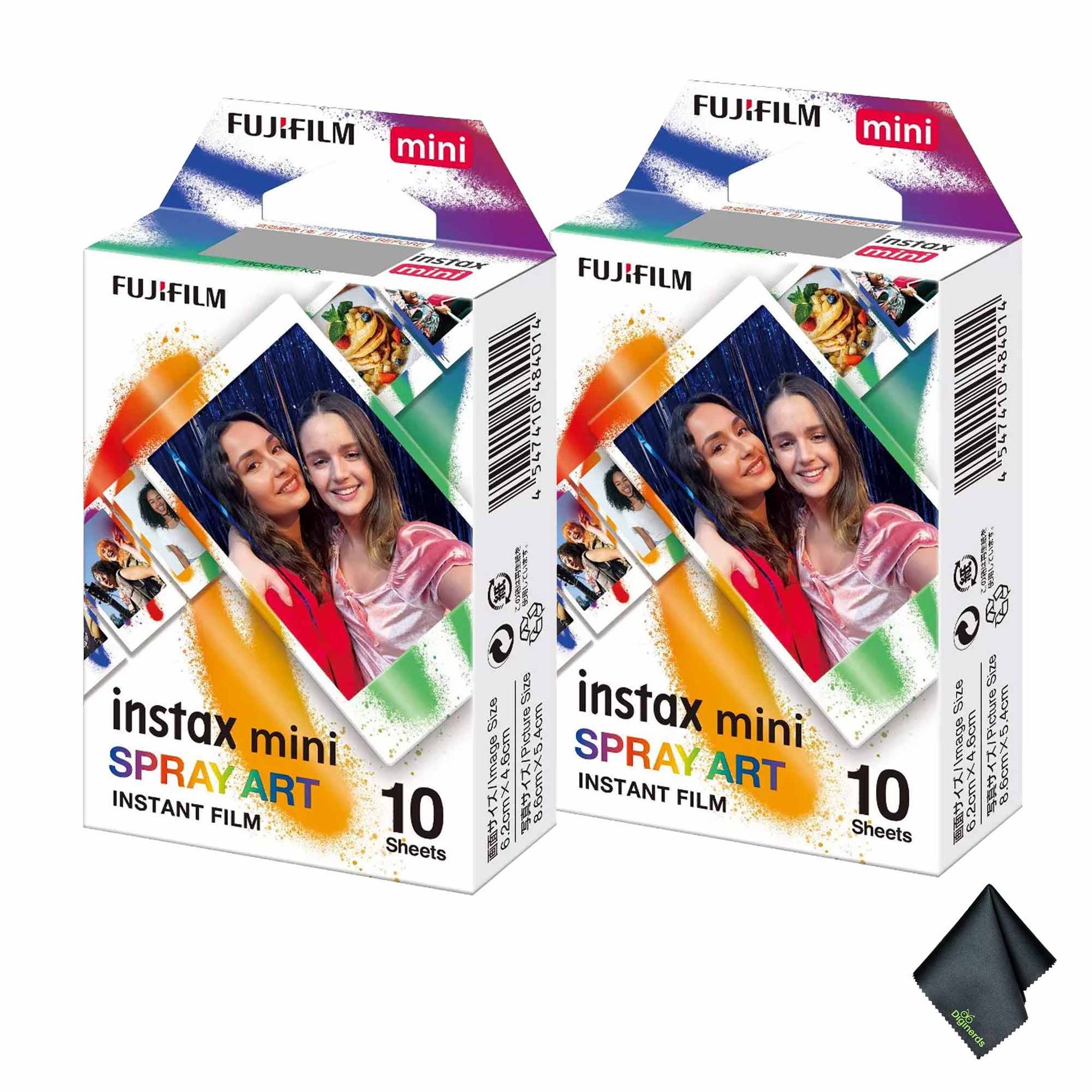 2xFUJIFILM INSTAX MINI Spray Art Instant Film 10 Exposures , Microfiber Cleaning Cloth, Bundle