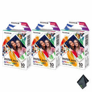 3xFUJIFILM INSTAX MINI Spray Art Instant Film 10 Exposures , Microfiber Cleaning Cloth, Bundle
