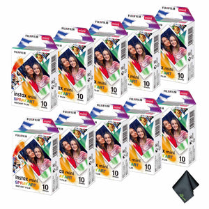 10xFUJIFILM INSTAX MINI Spray Art Instant Film 10 Exposures , Microfiber Cleaning Cloth, Bundle