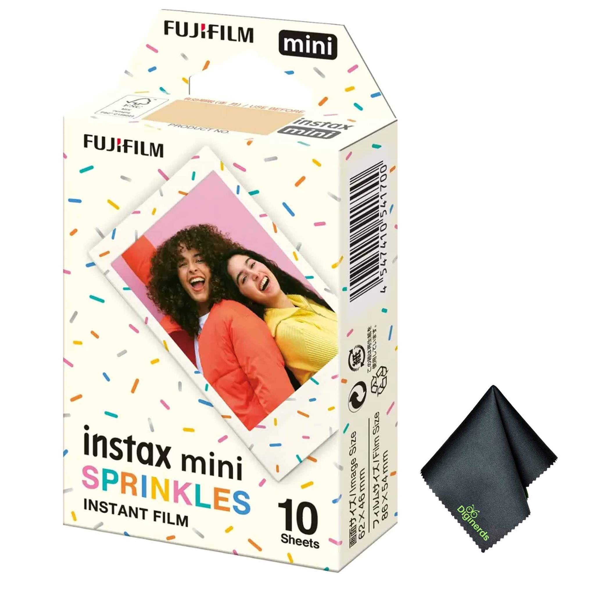 FUJIFILM INSTAX MINI Spinkles Instant Film 10 Exposures , Microfiber Cleaning Cloth, Bundle