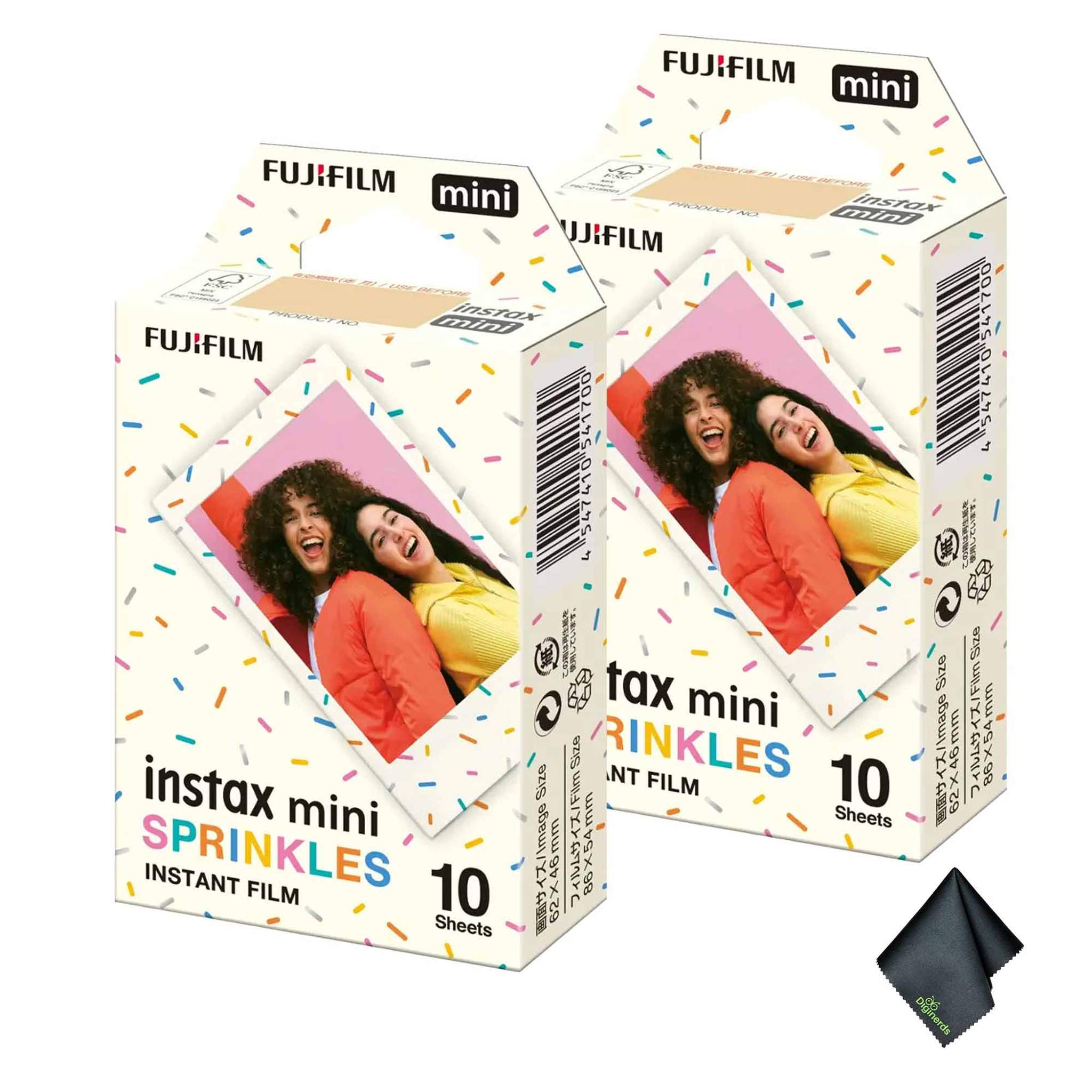 2xFUJIFILM INSTAX MINI Spinkles Instant Film 10 Exposures , Microfiber Cleaning Cloth, Bundle