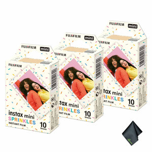 3xFUJIFILM INSTAX MINI Spinkles Instant Film 10 Exposures , Microfiber Cleaning Cloth, Bundle