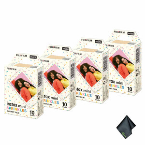 4xFUJIFILM INSTAX MINI Spinkles Instant Film 10 Exposures , Microfiber Cleaning Cloth, Bundle