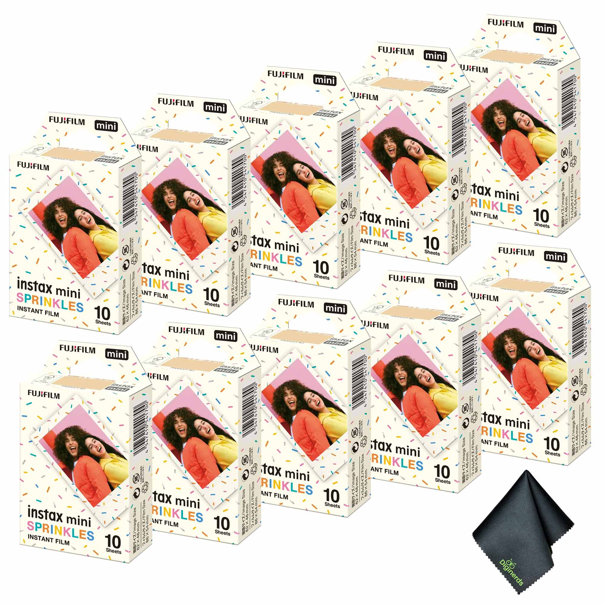 10xFUJIFILM INSTAX MINI Spinkles Instant Film (10 Exposures), Microfiber Cleaning Cloth, Bundle