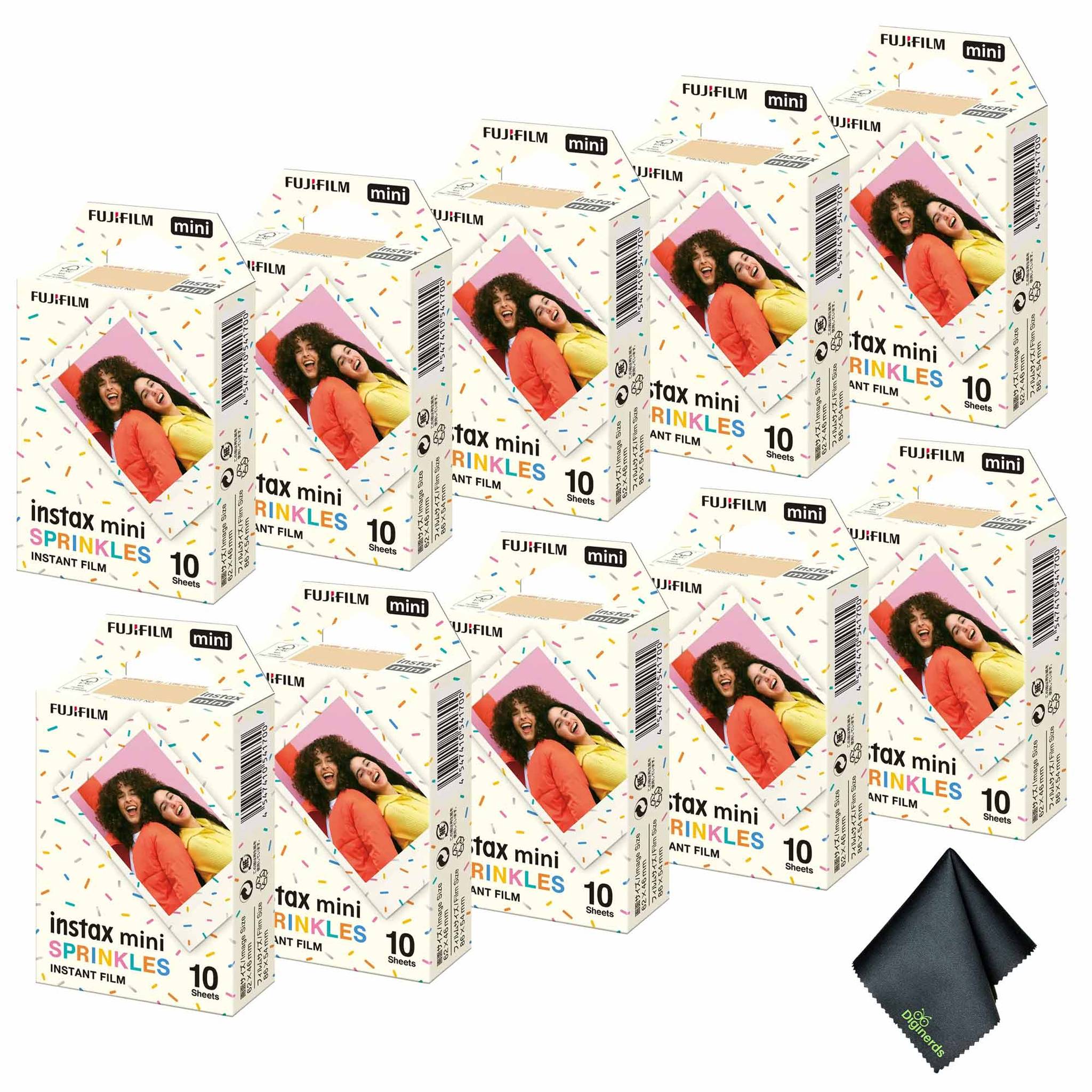 10xFUJIFILM INSTAX MINI Spinkles Instant Film 10 Exposures , Microfiber Cleaning Cloth, Bundle