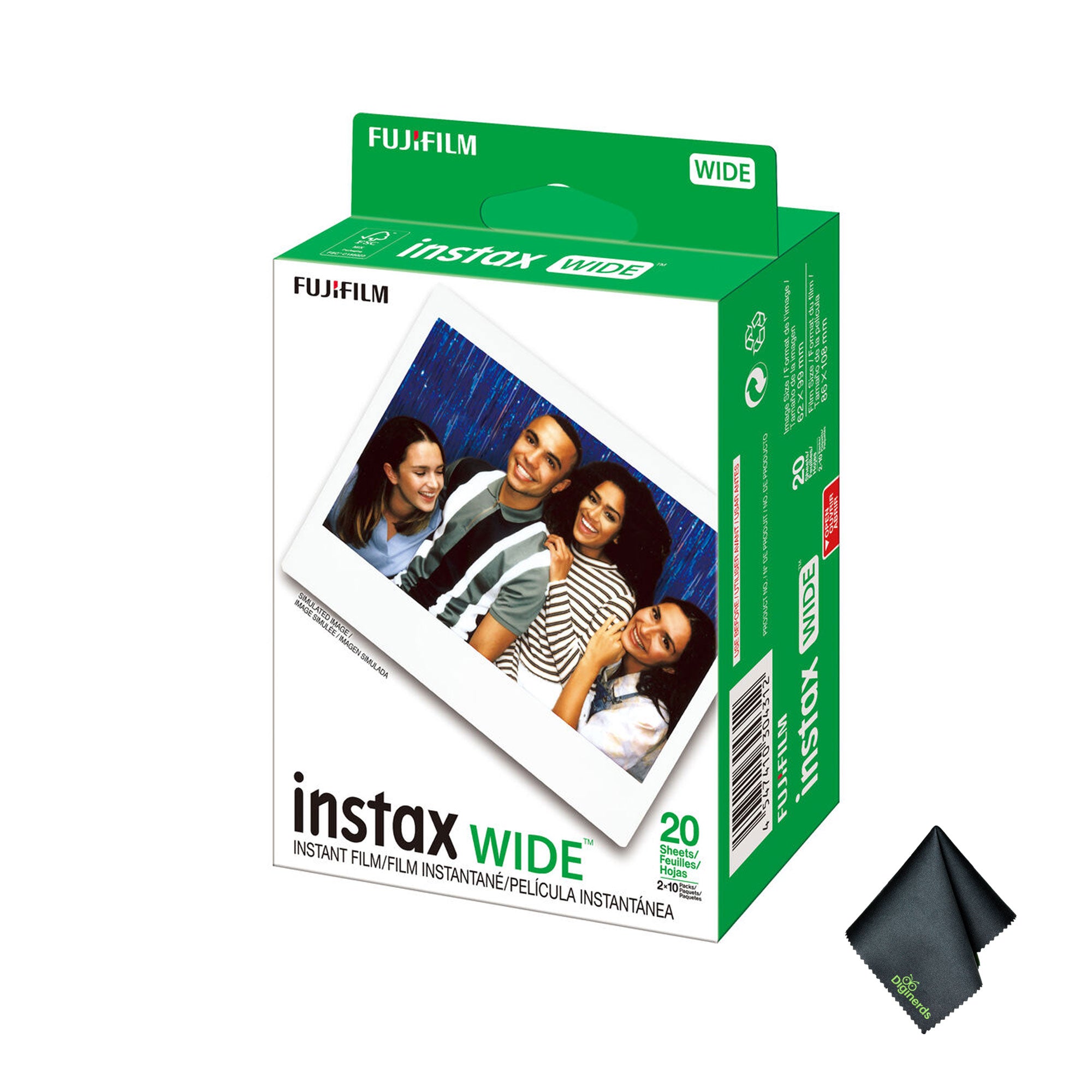 Fujifilm instax Wide Instant Film (20 Exposures) + Microfiber Cleaning Cloth