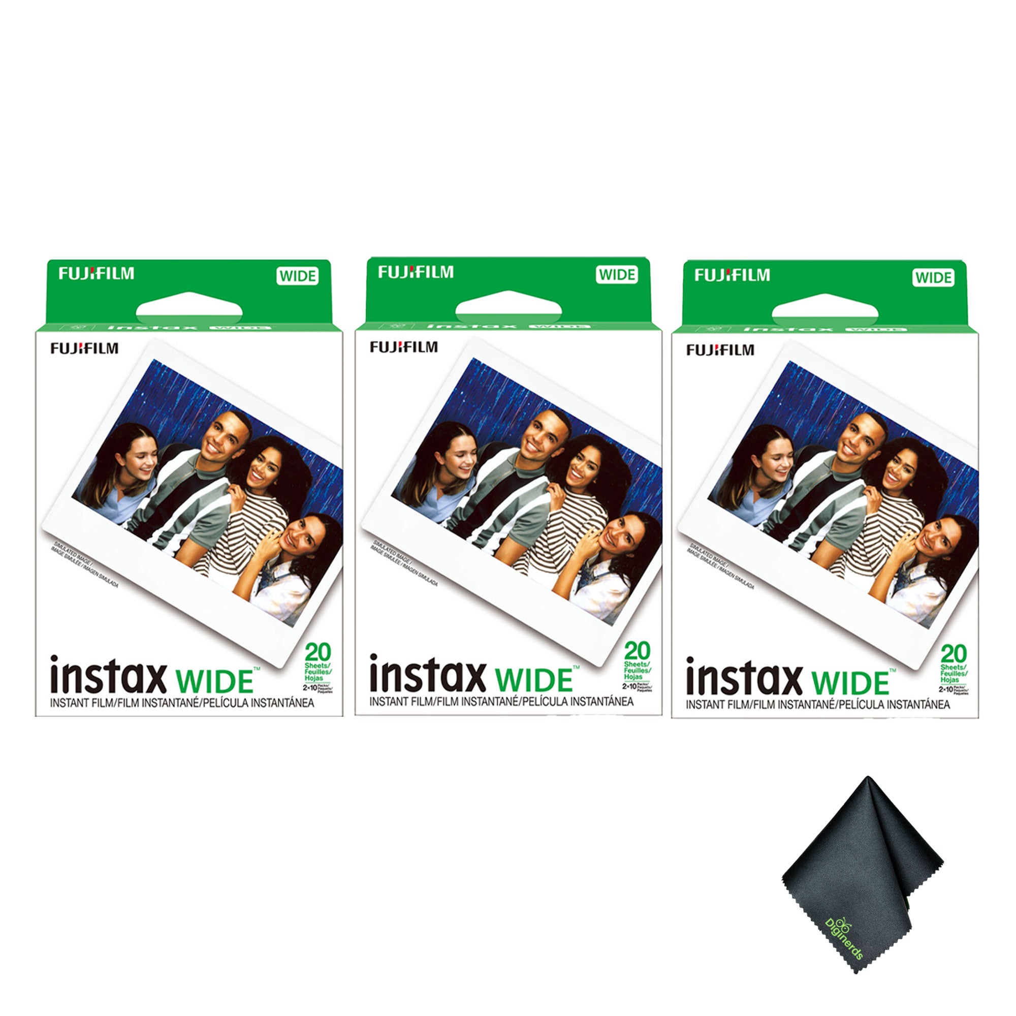 Fujifilm instax Wide Instant Film 60 Exposures + Microfiber Cleaning Cloth