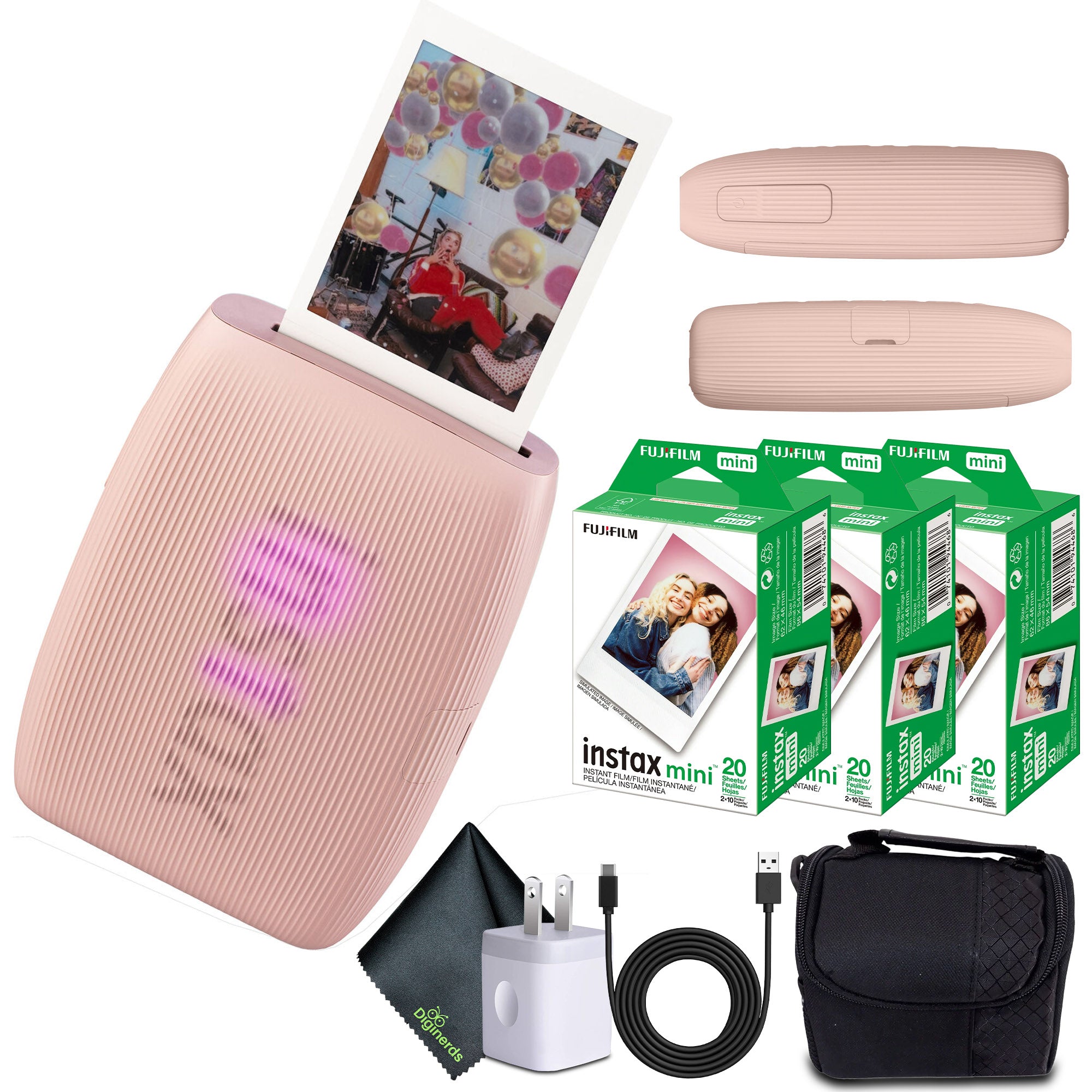 FUJIFILM INSTAX MINI LINK 3 Smartphone Printer (Rose Pink) + 60 Instant Film