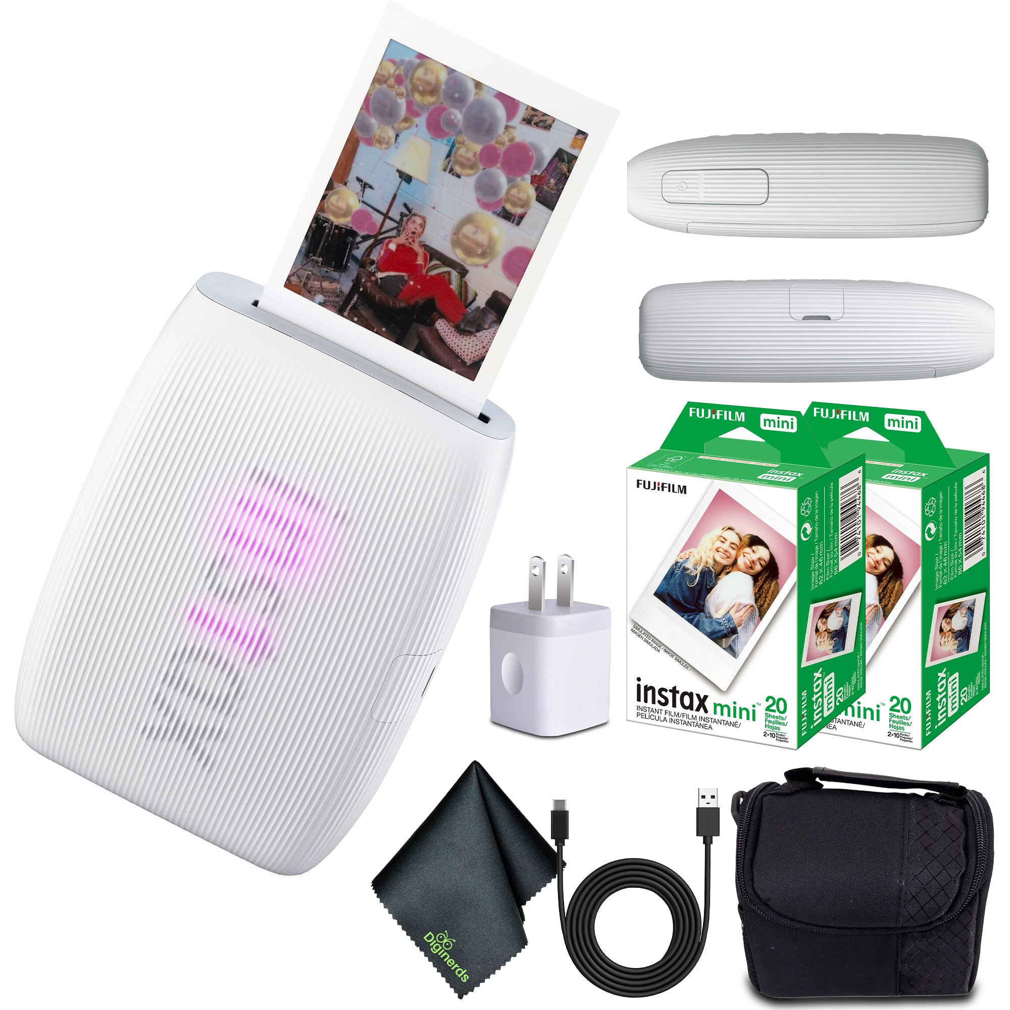 FUJIFILM INSTAX MINI LINK 3 Smartphone Printer Clay White + 40 Instant Film