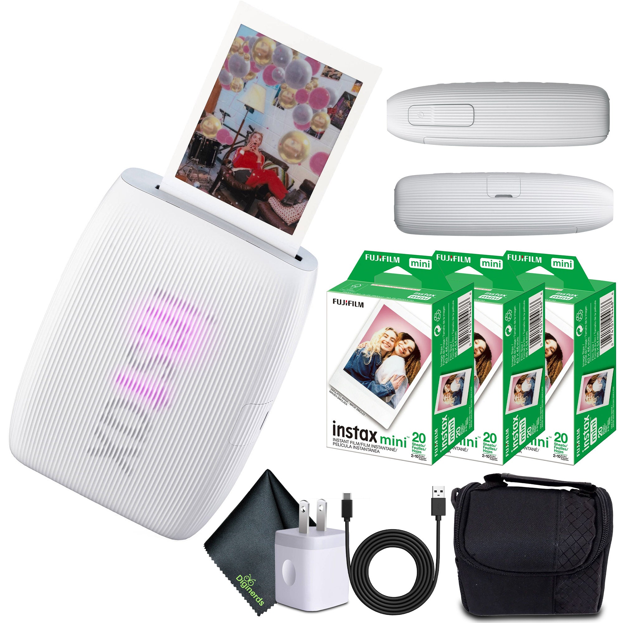 FUJIFILM INSTAX MINI LINK 3 Smartphone Printer Clay White + 60 Instant Film