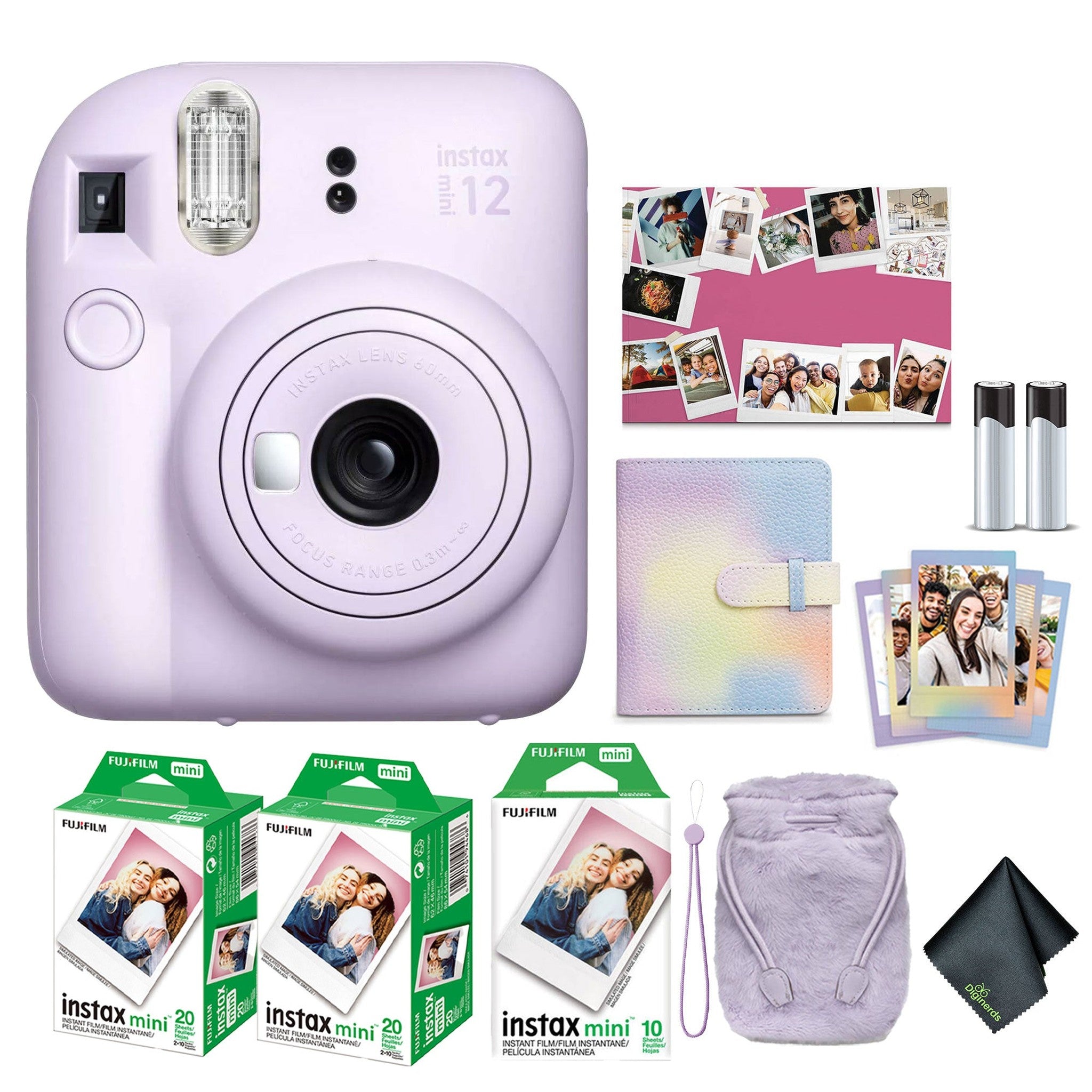 FUJIFILM INSTAX MINI 12 Instant Film Holiday Camera Bundle Lilac Purple Fujifilm