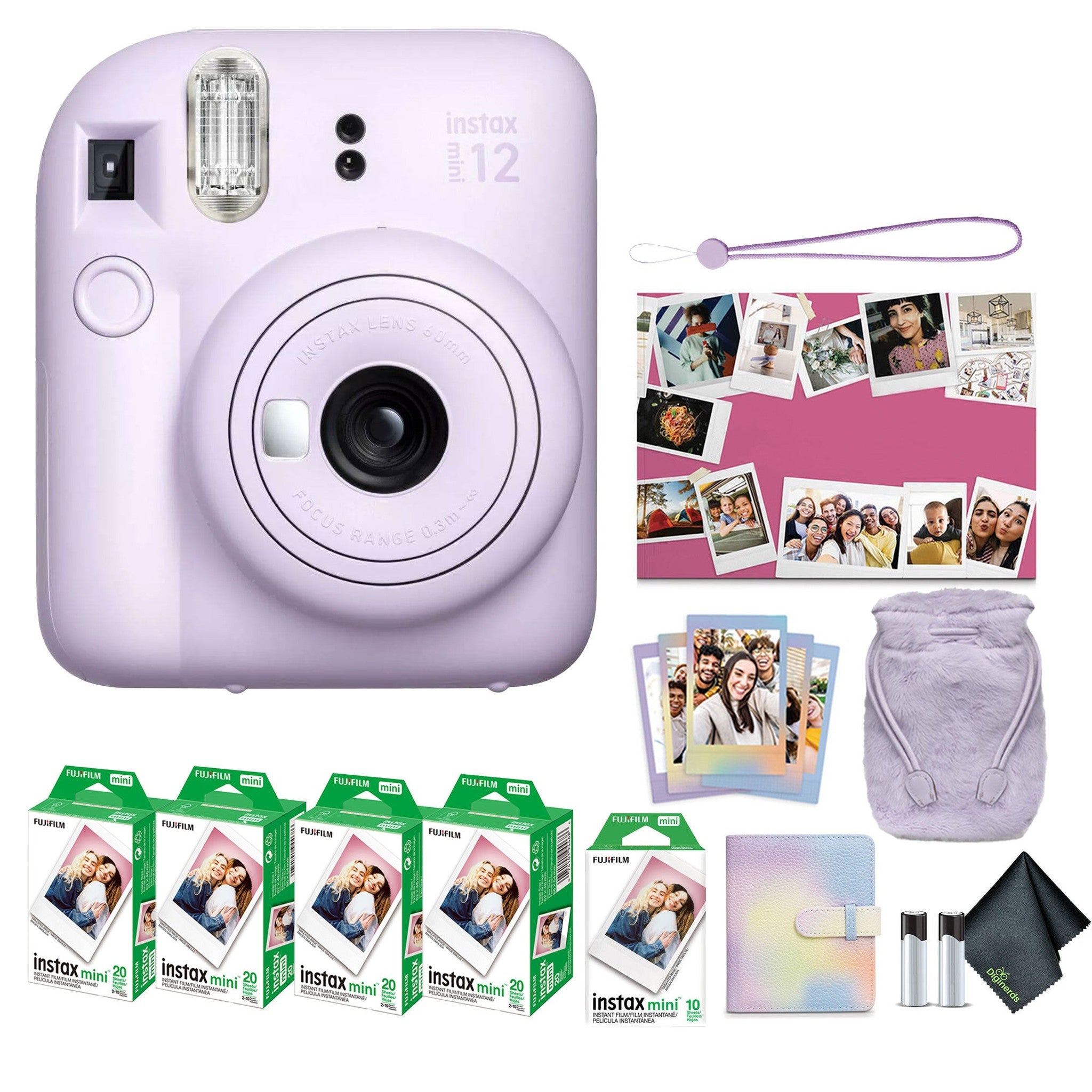 FUJIFILM INSTAX MINI 12 Instant Film Holiday Camera Bundle Lilac Purple Fujifilm