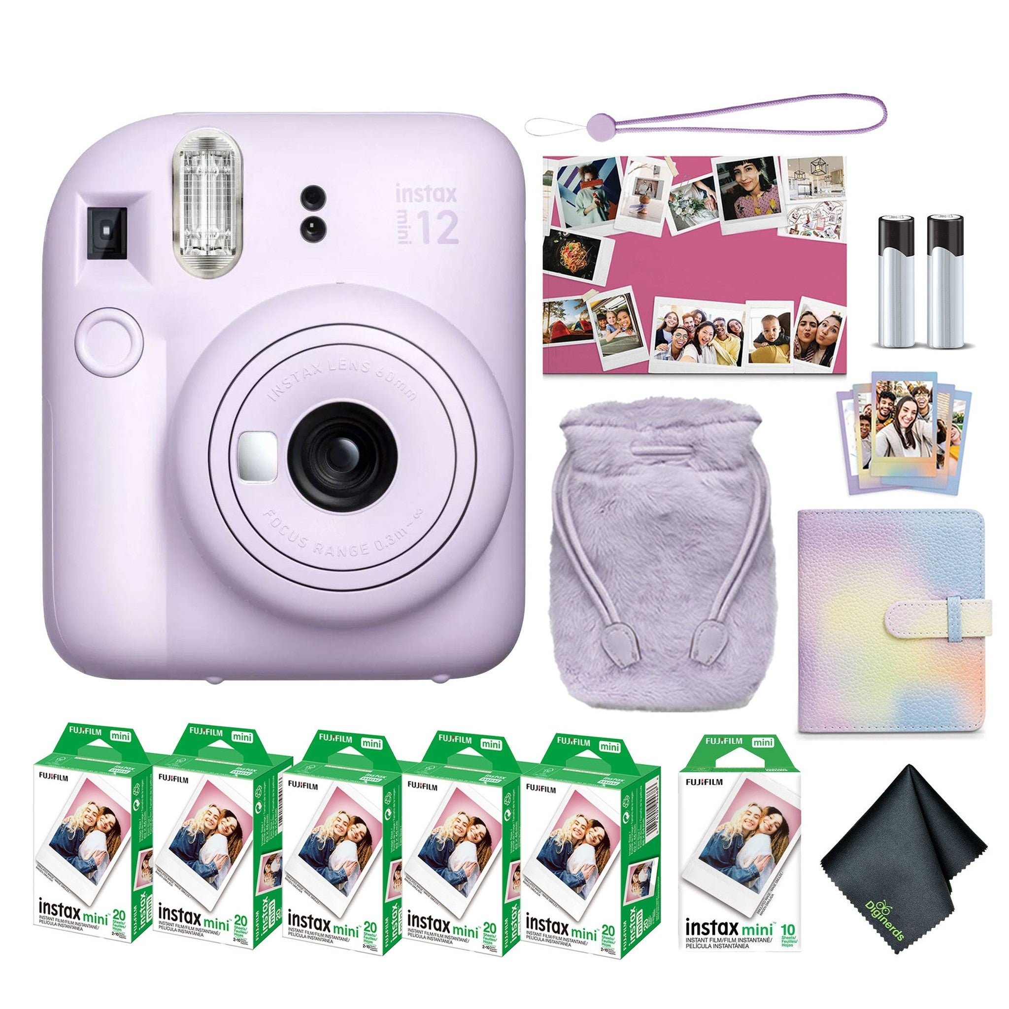 FUJIFILM INSTAX MINI 12 Instant Film Holiday Camera Bundle Lilac Purple Fujifilm