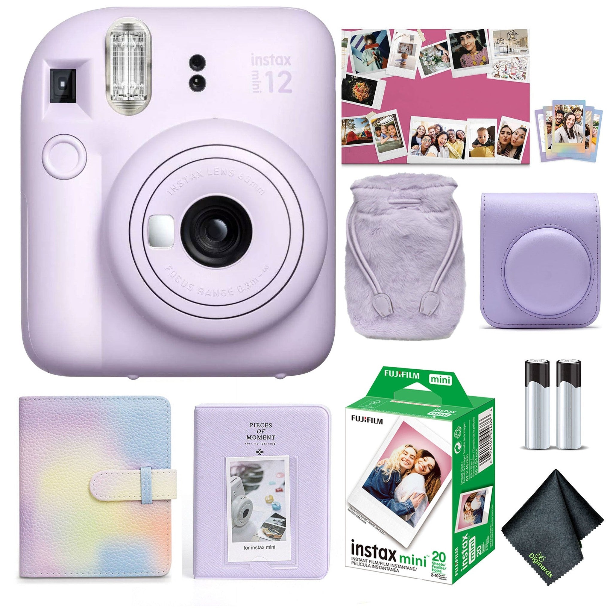 FUJIFILM INSTAX MINI 12 Instant Film Holiday Camera Bundle Lilac Purple Fujifilm