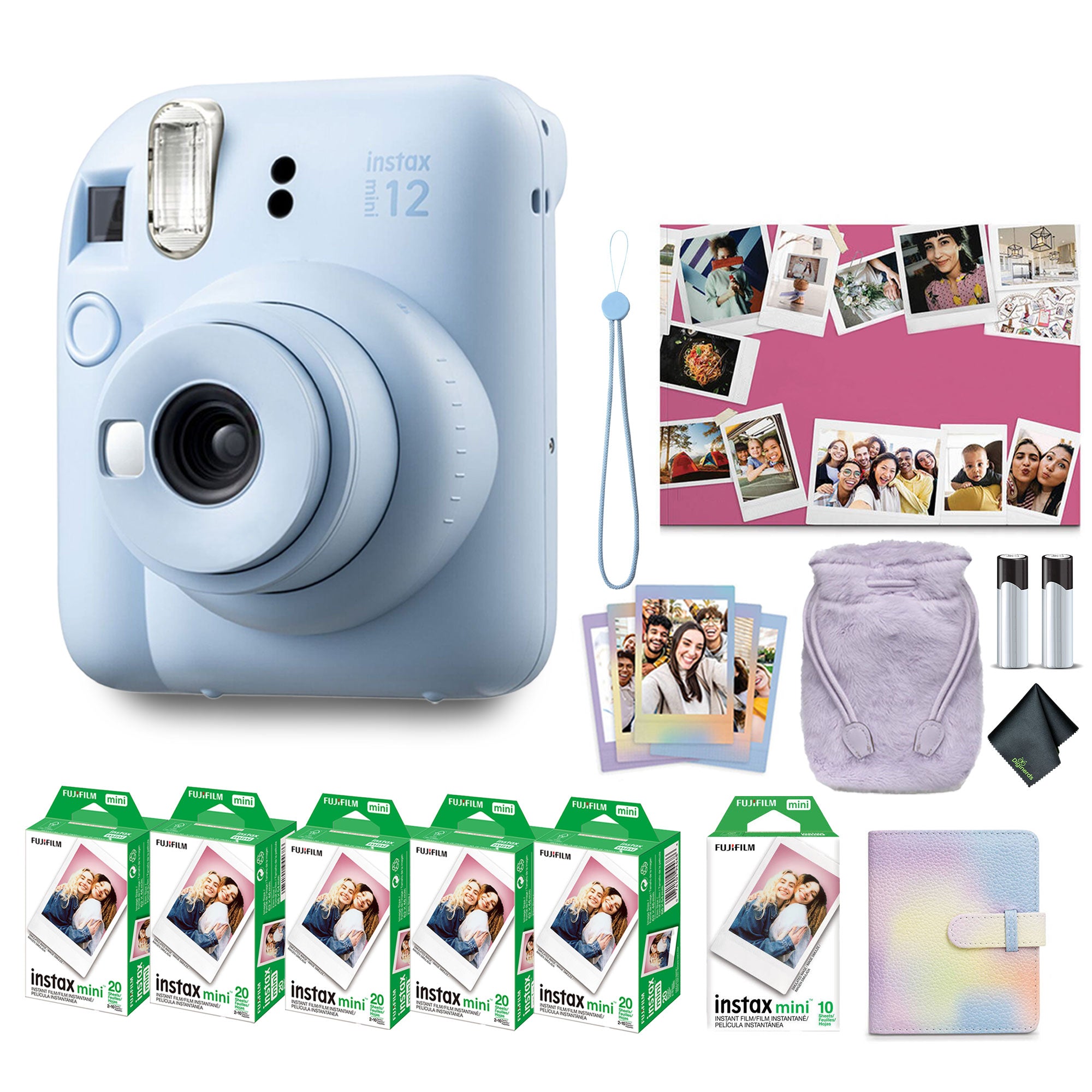 FUJIFILM INSTAX MINI 12 Instant Film Holiday Camera Bundle Pastel Blue 2024