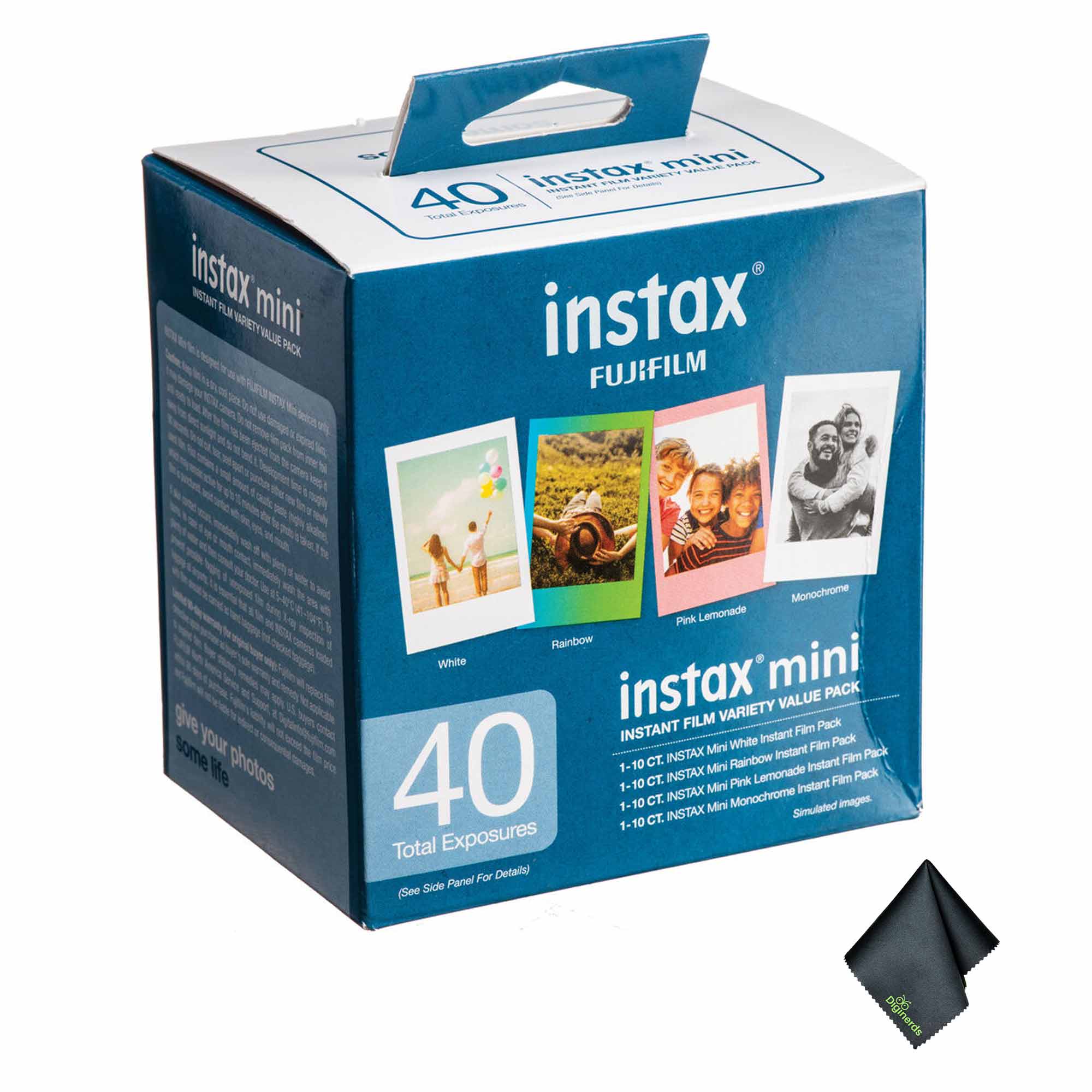 FUJIFILM INSTAX MINI Instant Film Variety Value Pack 40 Exposures , Microfiber Cleaning Cloth, Bundle