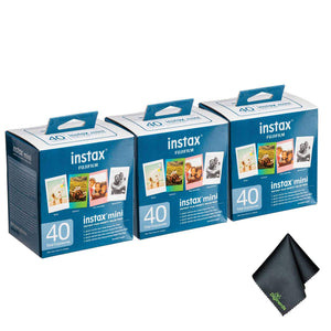 3xFUJIFILM INSTAX MINI Instant Film Variety Value Pack 40 Exposures , Microfiber Cleaning Cloth, Bundle