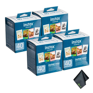 4xFUJIFILM INSTAX MINI Instant Film Variety Value Pack 40 Exposures , Microfiber Cleaning Cloth, Bundle