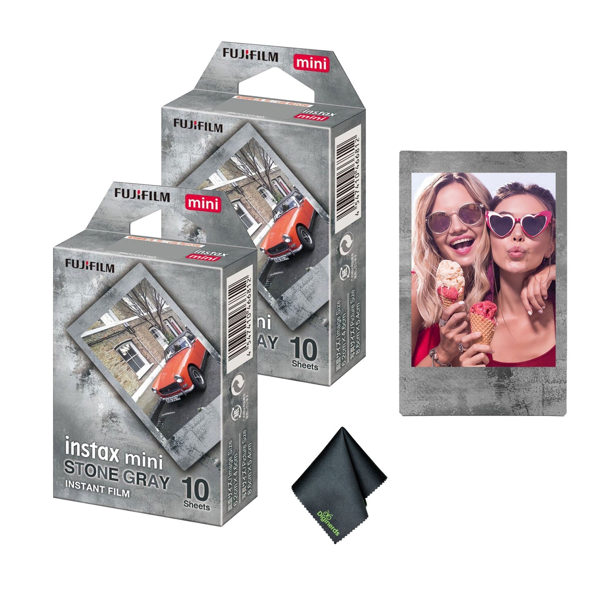 FUJIFILM INSTAX Mini Stone Gray Instant Film 20 Exposures + Cleaning Cloth Fujifilm