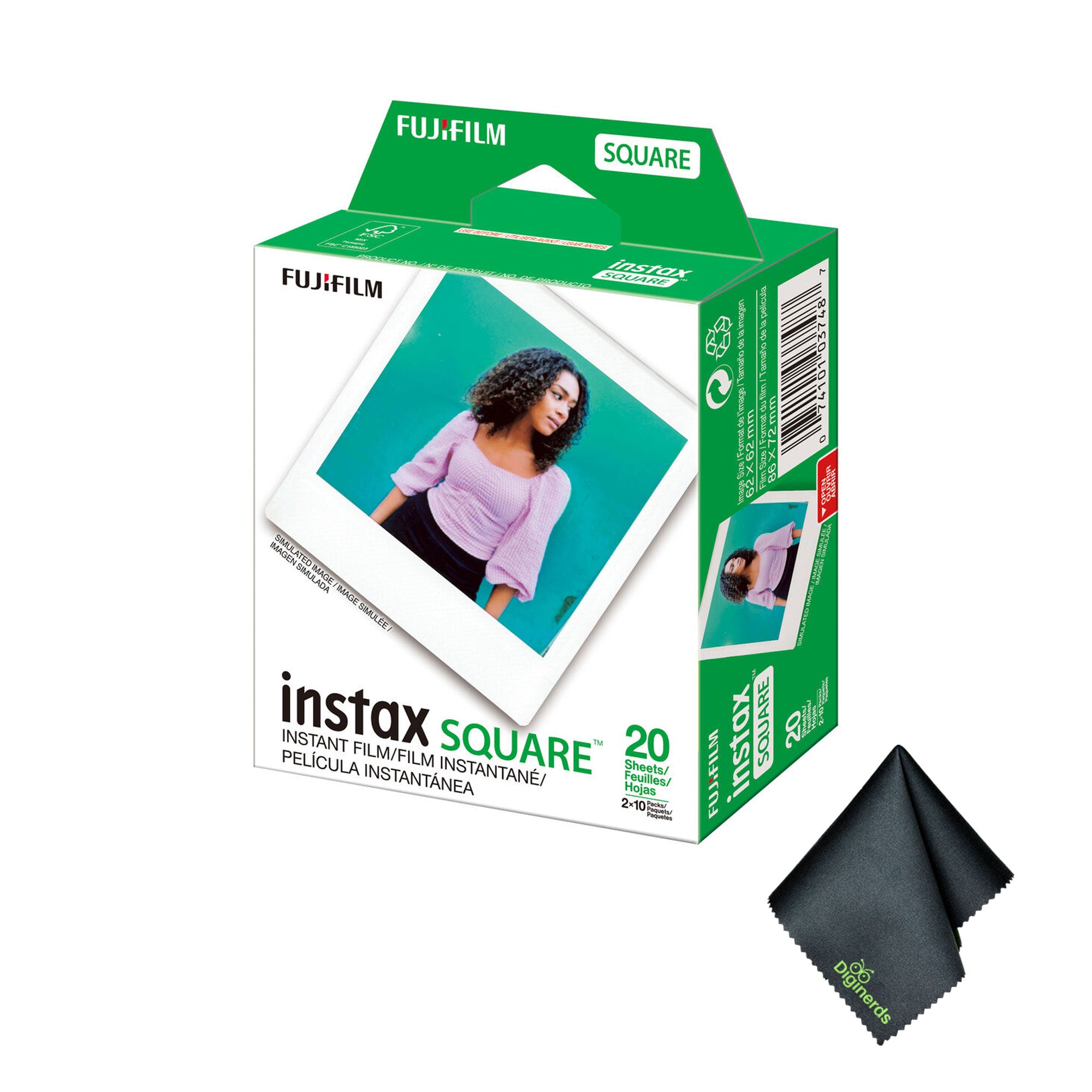 Fujifilm instax SQUARE Instant Film 20 Exposures + Microfiber Cleaning Cloth