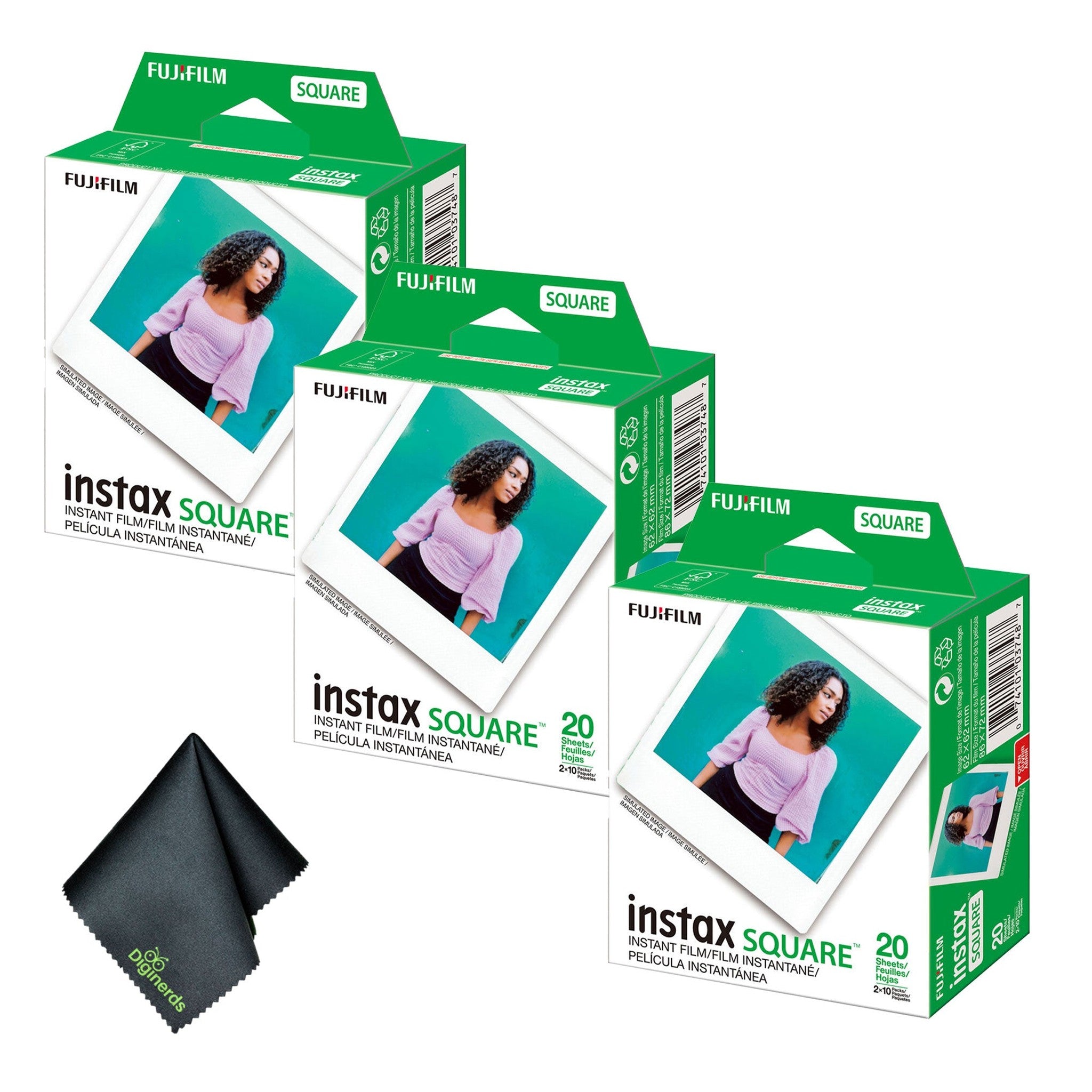 Fujifilm instax SQUARE Instant Film 60 Exposures + Microfiber Cleaning Cloth Fujifilm