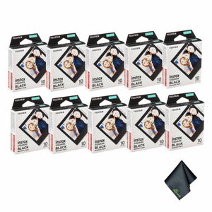 10xFUJIFILM INSTAX SQUARE Black Instant Film 10 Exposures , Microfiber Cleaning Cloth, Bundle