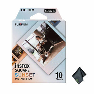 FUJIFILM INSTAX SQUARE Sunset Instant Film, Microfiber Cleaning Cloth, Bundle