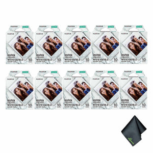 10xFUJIFILM INSTAX SQUARE White Marble Instant Film 10 Exposures , Microfiber Cleaning Cloth, Bundle