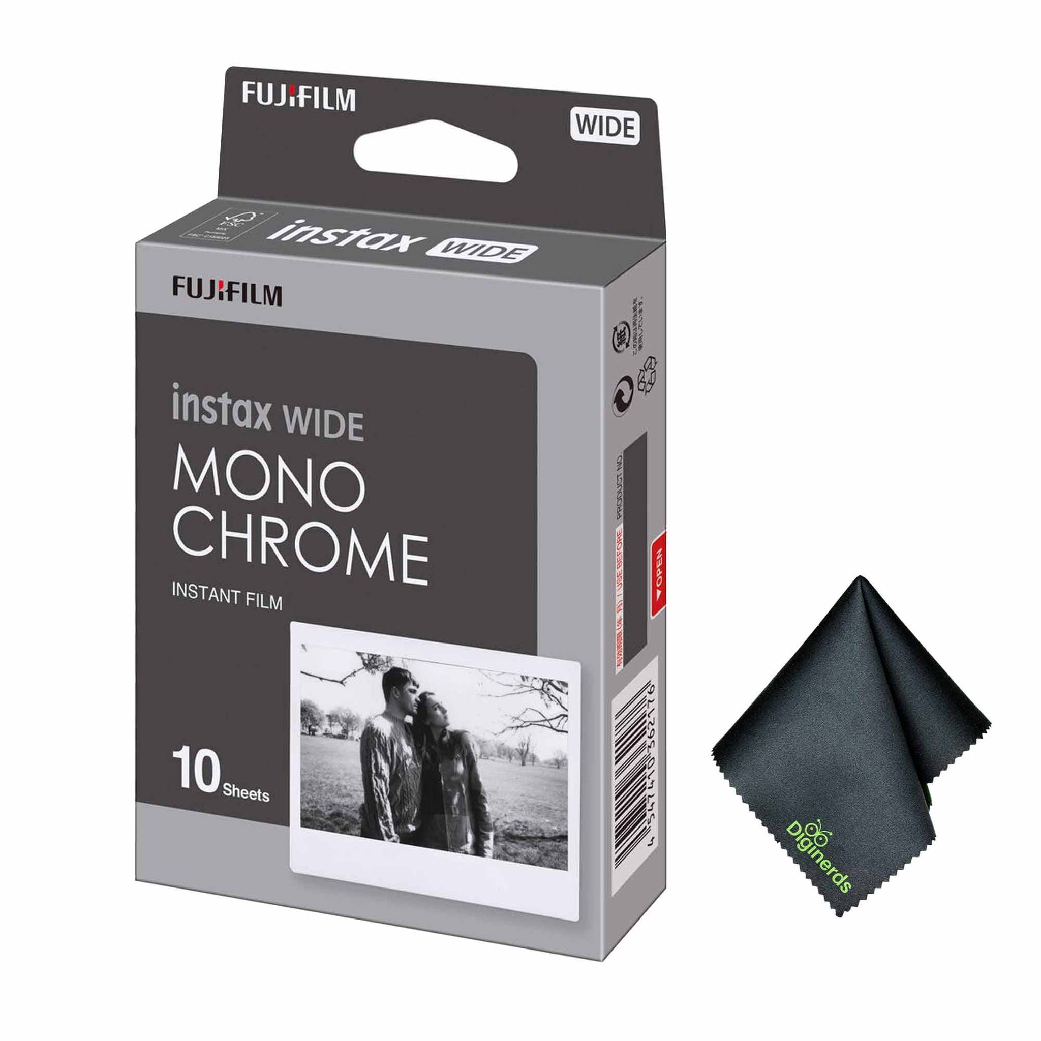 FUJIFILM INSTAX Wide Monochrome Instant Film 10 Exposures , Microfiber Cleaning Cloth, Bundle