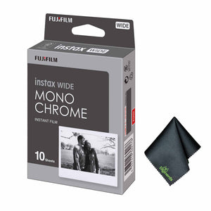 FUJIFILM INSTAX Wide Monochrome Instant Film 10 Exposures , Microfiber Cleaning Cloth, Bundle