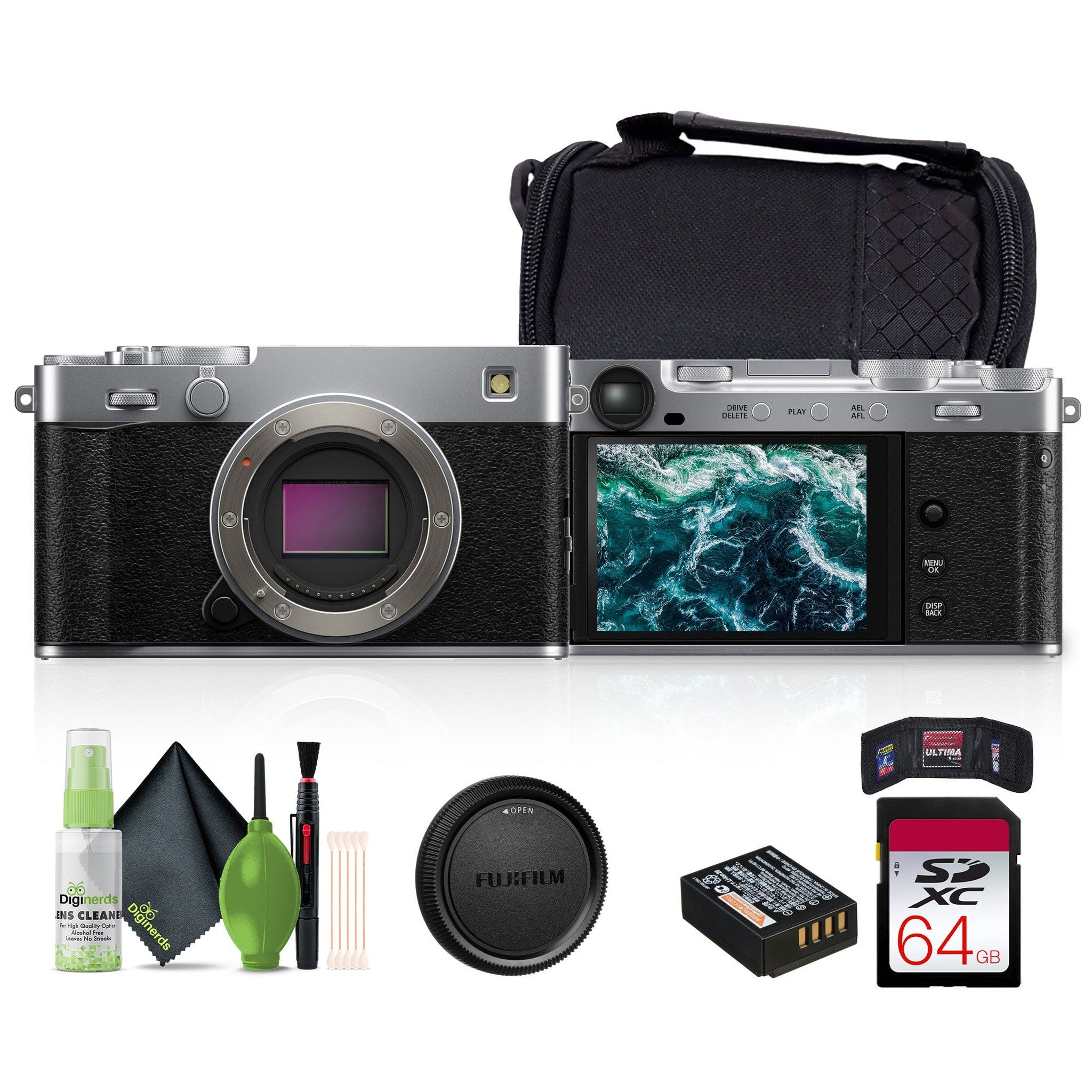 FUJIFILM X-E5 Mirrorless Digital Camera Silver , 64GB Memory Card