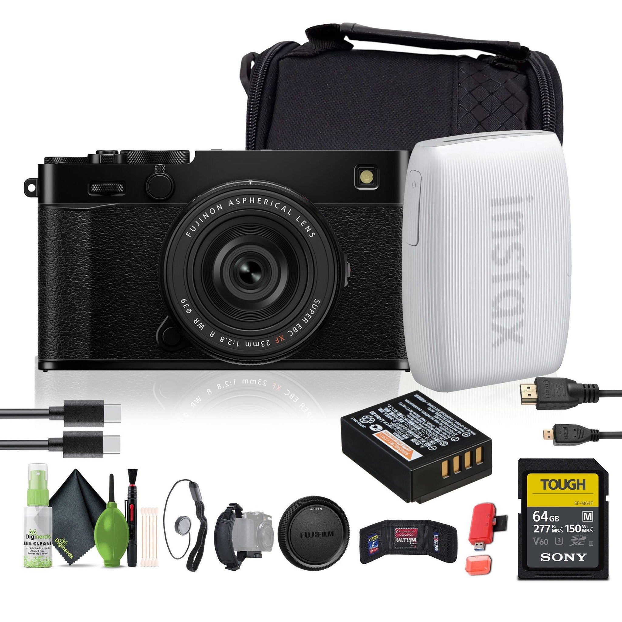 FUJIFILM X-E5 Mirrorless Digital Camera with XF 23mm f/2.8 Lens Black , Printer - White