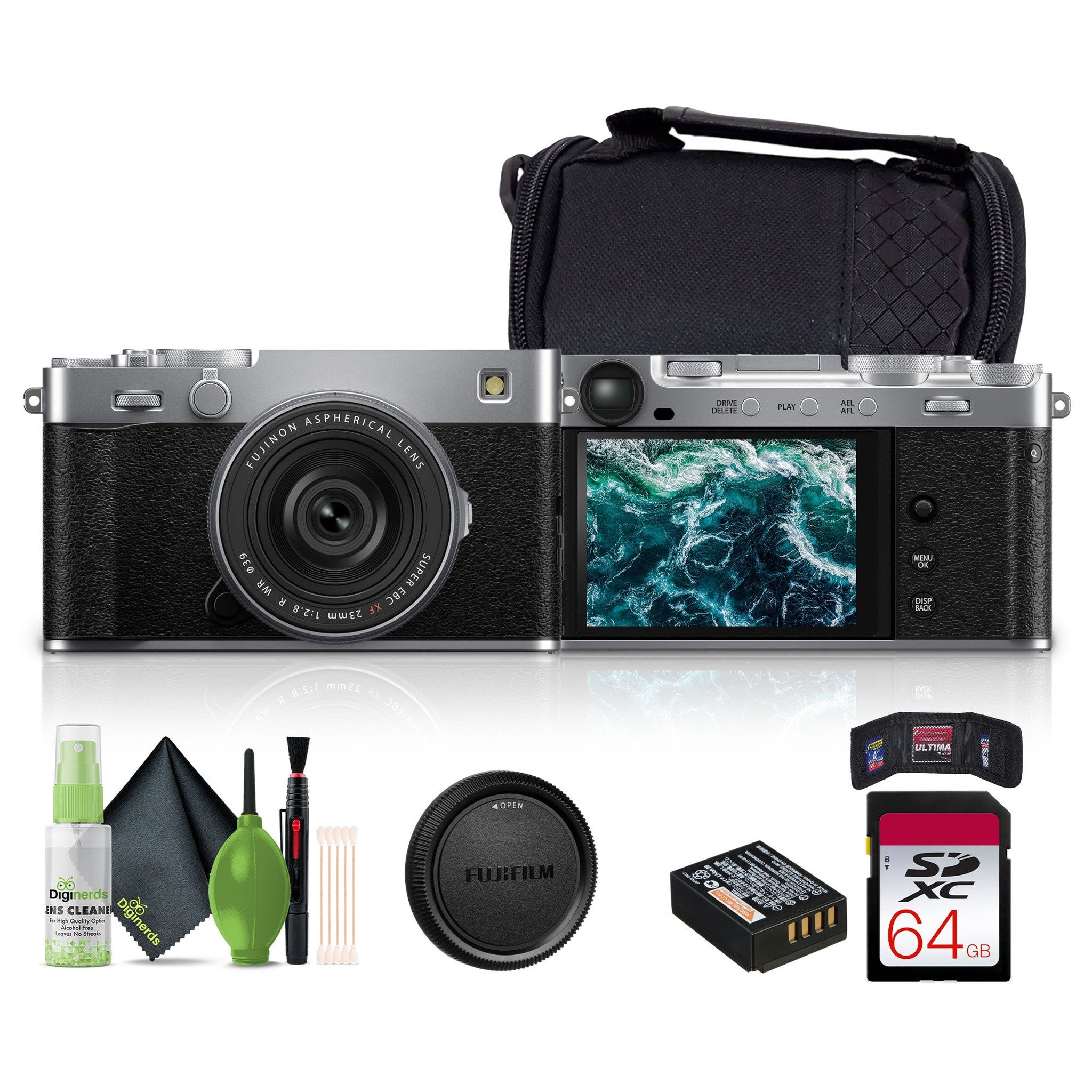 FUJIFILM X-E5 Mirrorless Digital Camera with XF 23mm f/2.8 Lens silver , Bundle