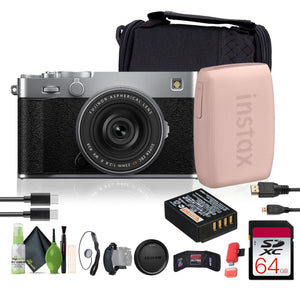 FUJIFILM X-E5 Mirrorless Digital Camera with XF 23mm f/2.8 Lens silver , Printer - Pink