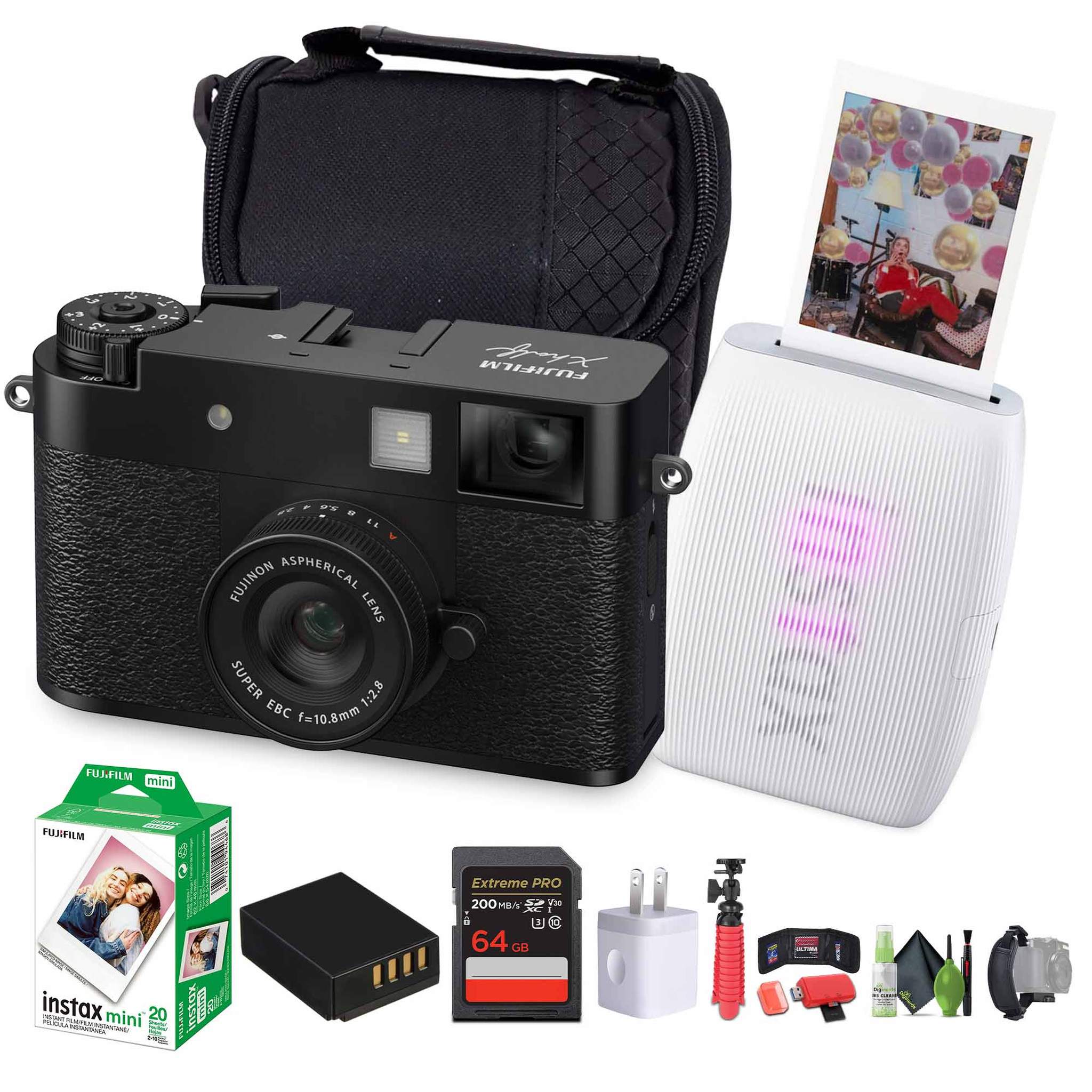 FUJIFILM X Digital Camera Black , MINI LINK 3 Smartphone Printer Clay White