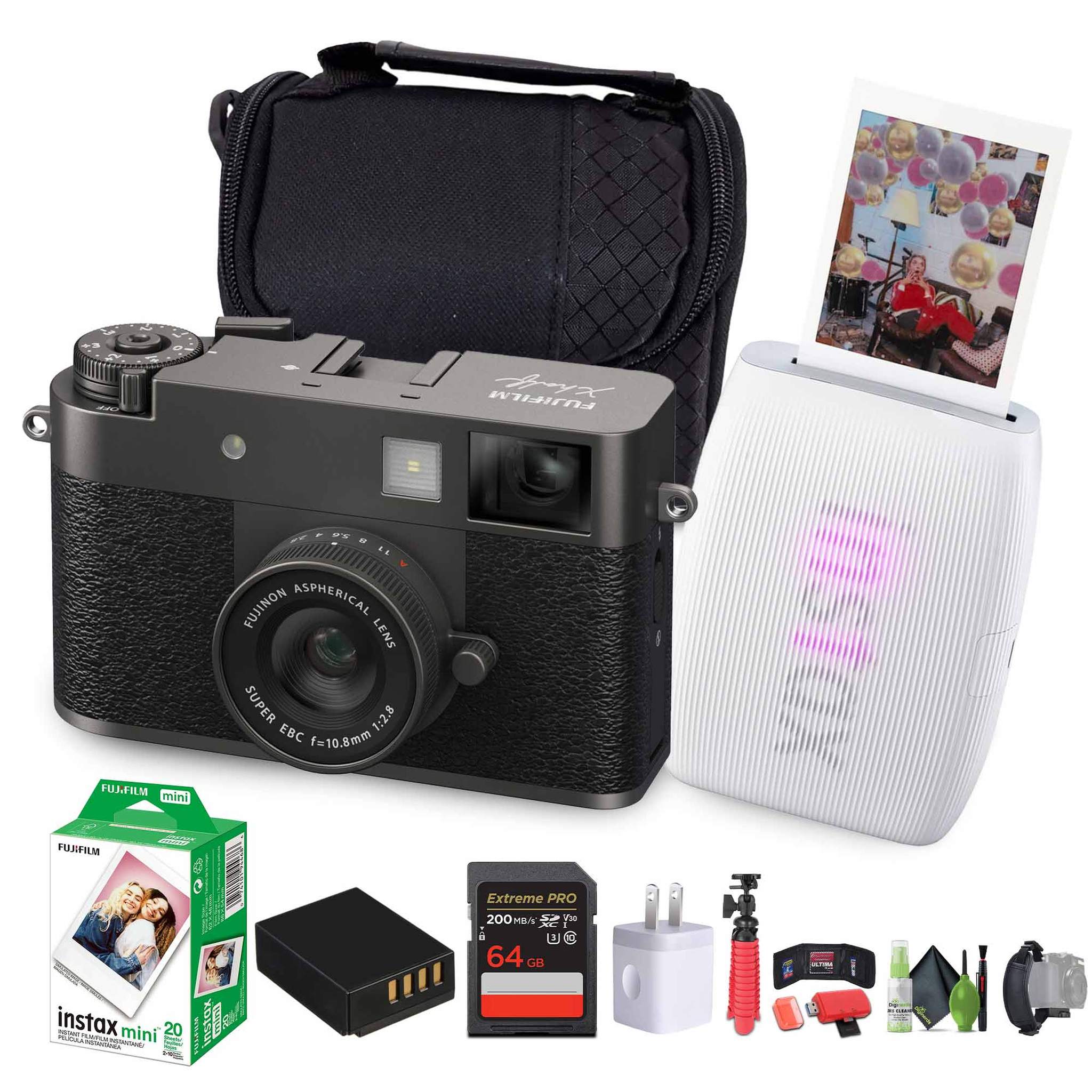 FUJIFILM X Digital Camera Charcoal Silver , MINI LINK 3 Printer Clay White