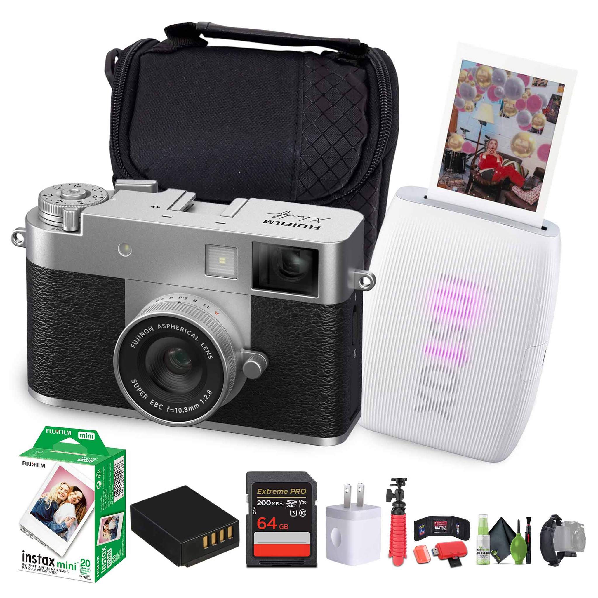 FUJIFILM X Digital Camera Silver , MINI LINK 3 Smartphone Printer Clay White