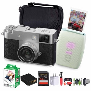 FUJIFILM X Digital Camera Silver , MINI LINK 3 Smartphone Printer Sage Green