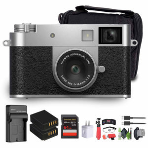 FUJIFILM X half Digital Camera Silver , SOFT CASE-SMALL, USB Card Reader,Bundle