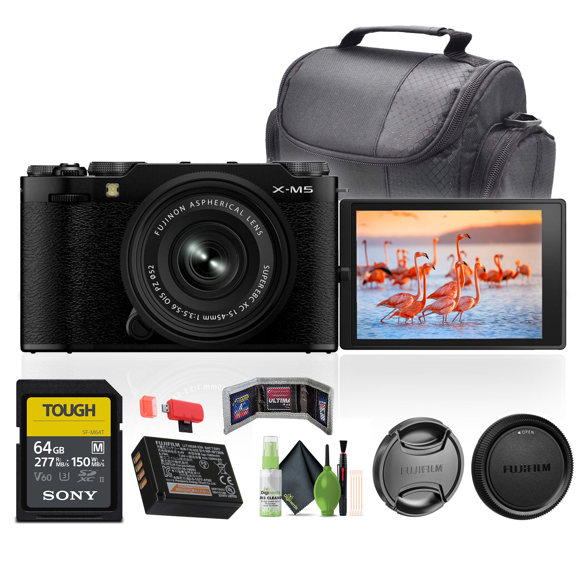 Fujifilm X-M5 Mirrorless Camera + XC 15-45mm f/3.5-5.6 OIS PZ Lens Bundle -Black