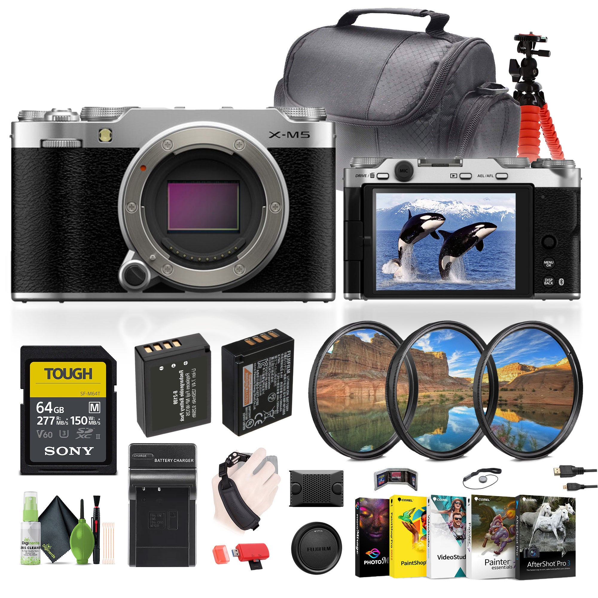 Fujifilm X-M5 Mirrorless Camera Body +Battery NP-W126+ Charger+64GB Card + More