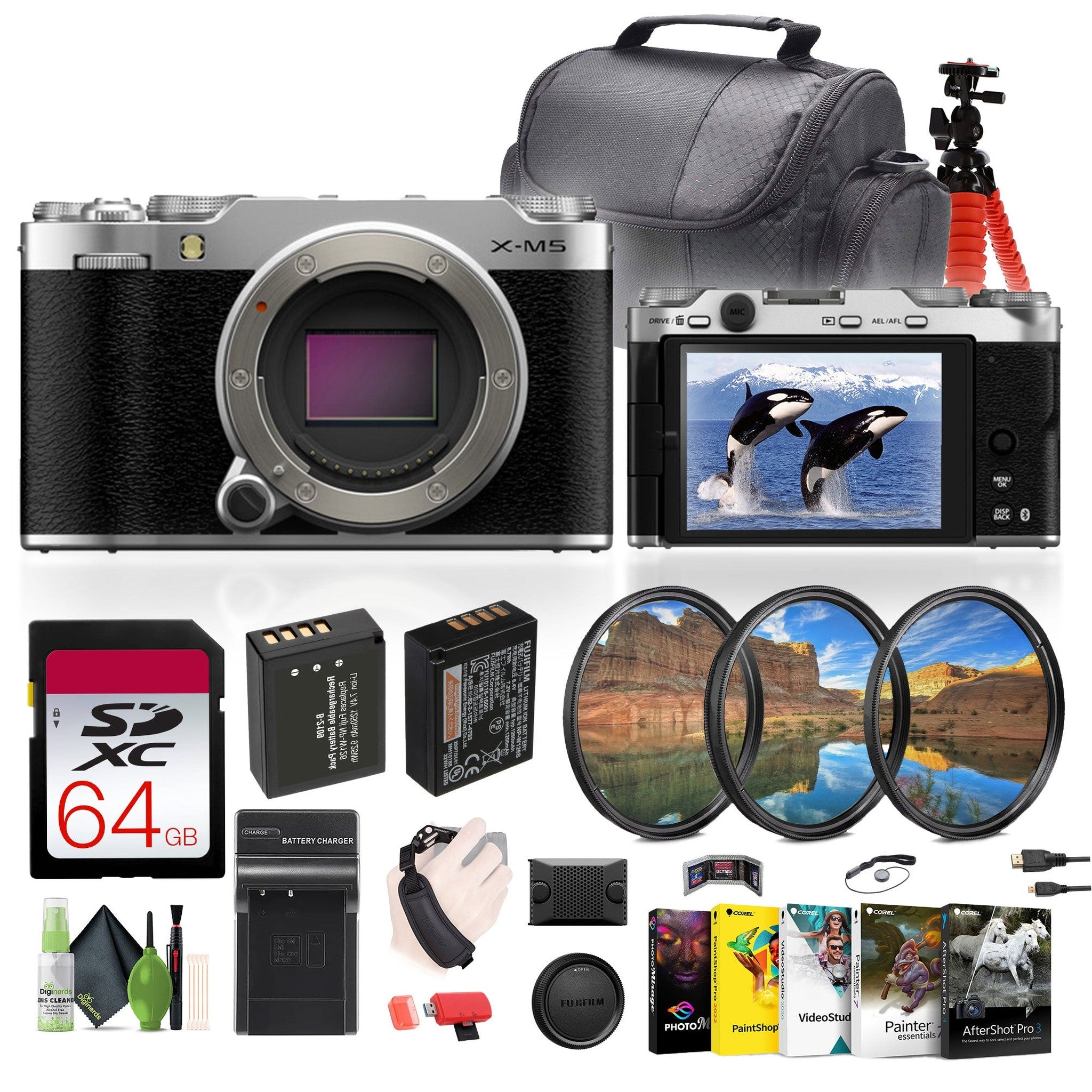 Fujifilm X-M5 Mirrorless Camera Body +Battery NP-W126+ Charger+64GB Card + More