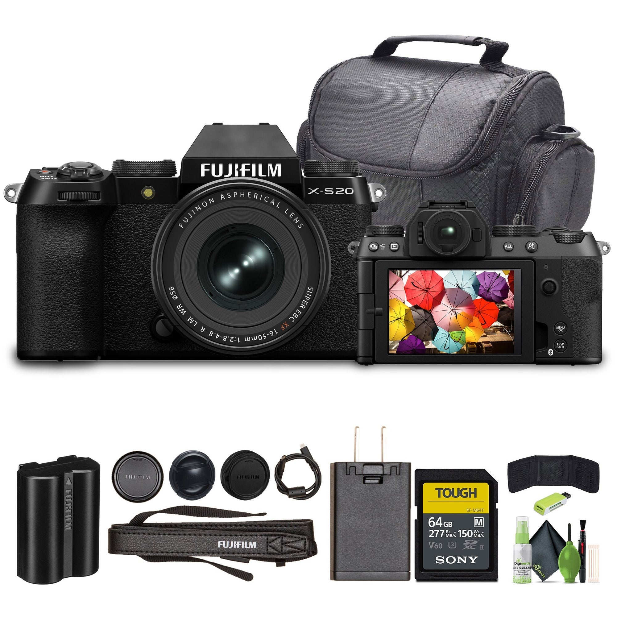 Fujifilm X-S20 Mirrorless Camera With XF16-50mmF2.8-4.8 R LM WR Black, Bundle