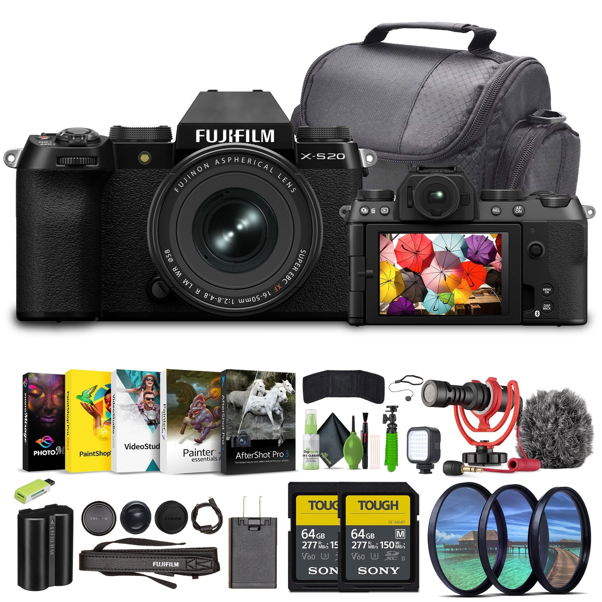 Fujifilm X-S20 Mirrorless Camera With XF 16-50mm F2.8-4.8 R LM WR Lens Bundle