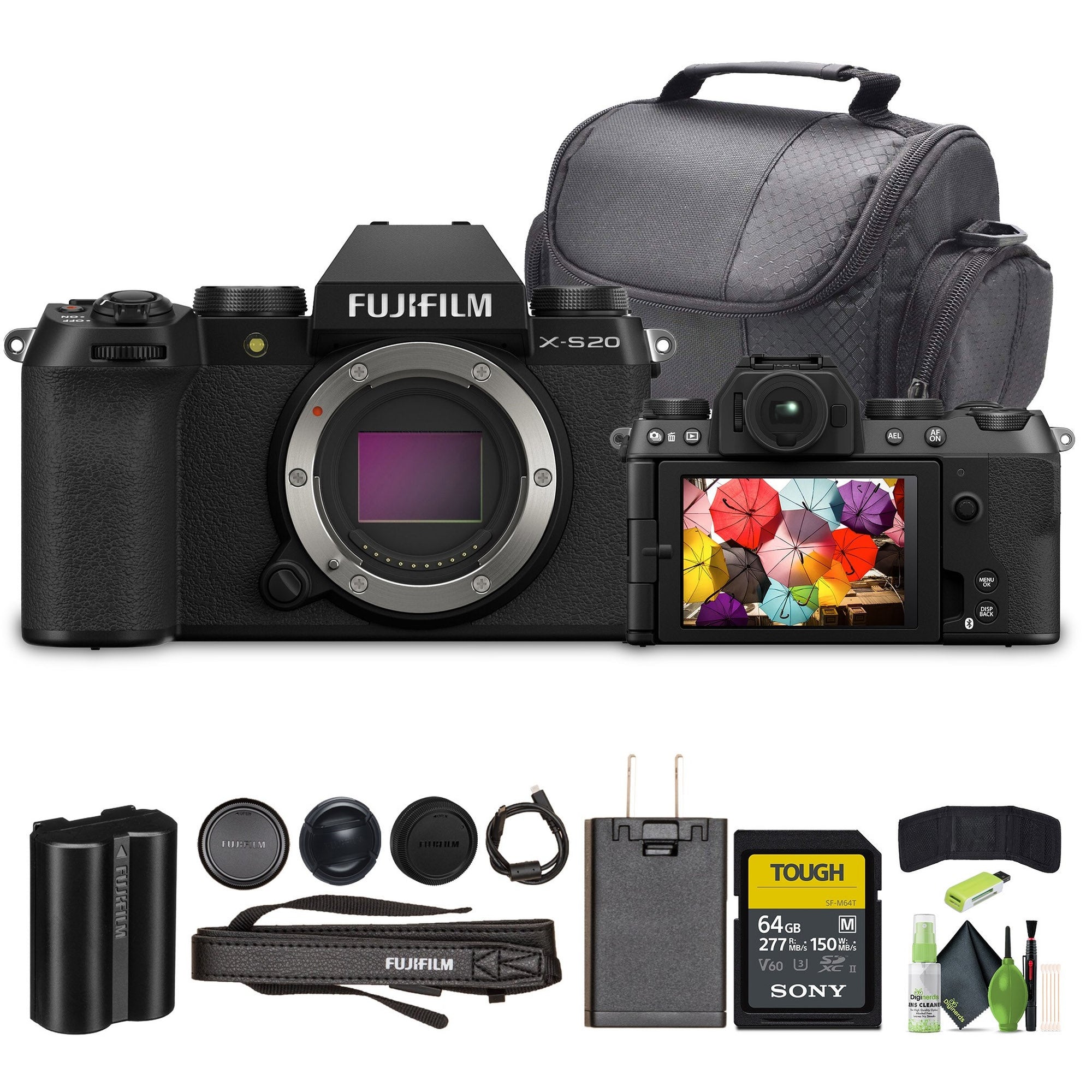 Fujifilm X-S20 Professional Compact Digital Mirrorless Camera Body Black Bundle