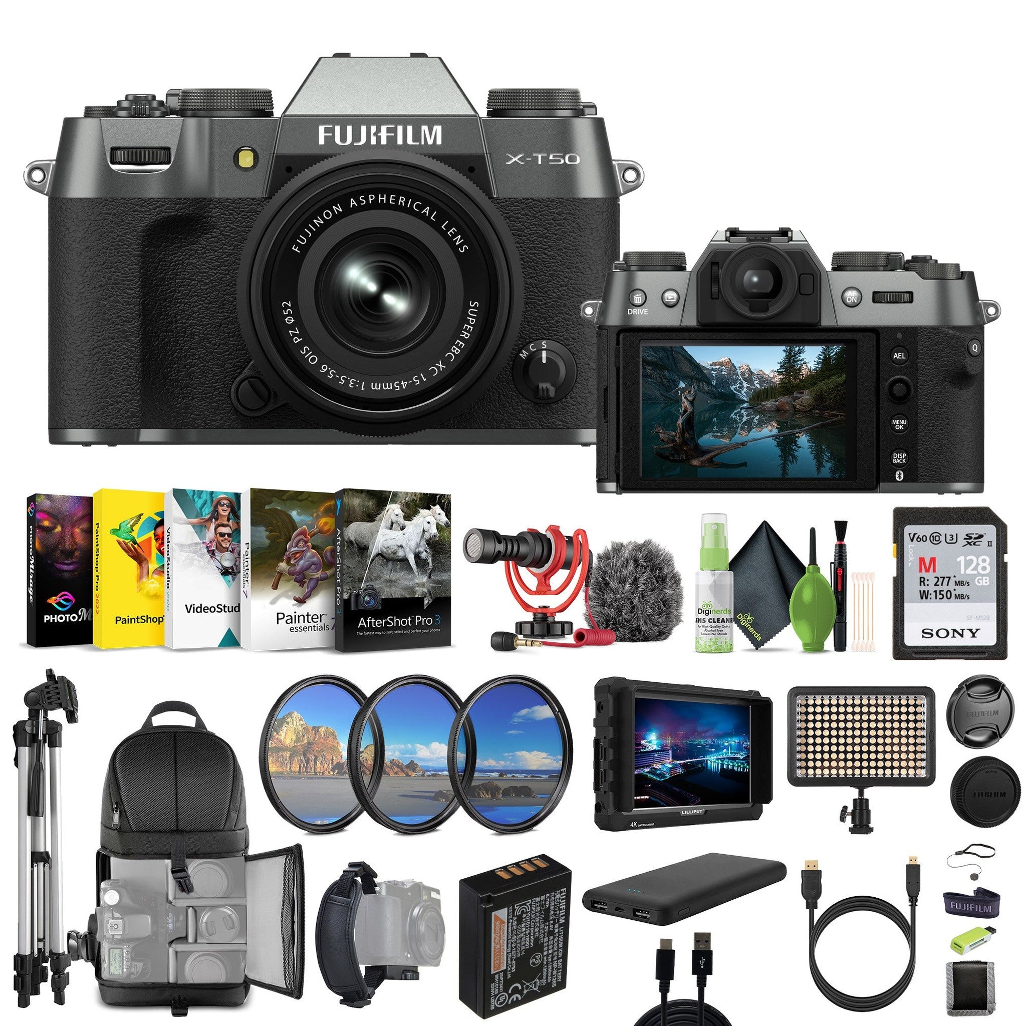 Fujifilm X-T50 Mirrorless Digital Camera XC15-45mm With 128GB Memory Card + More