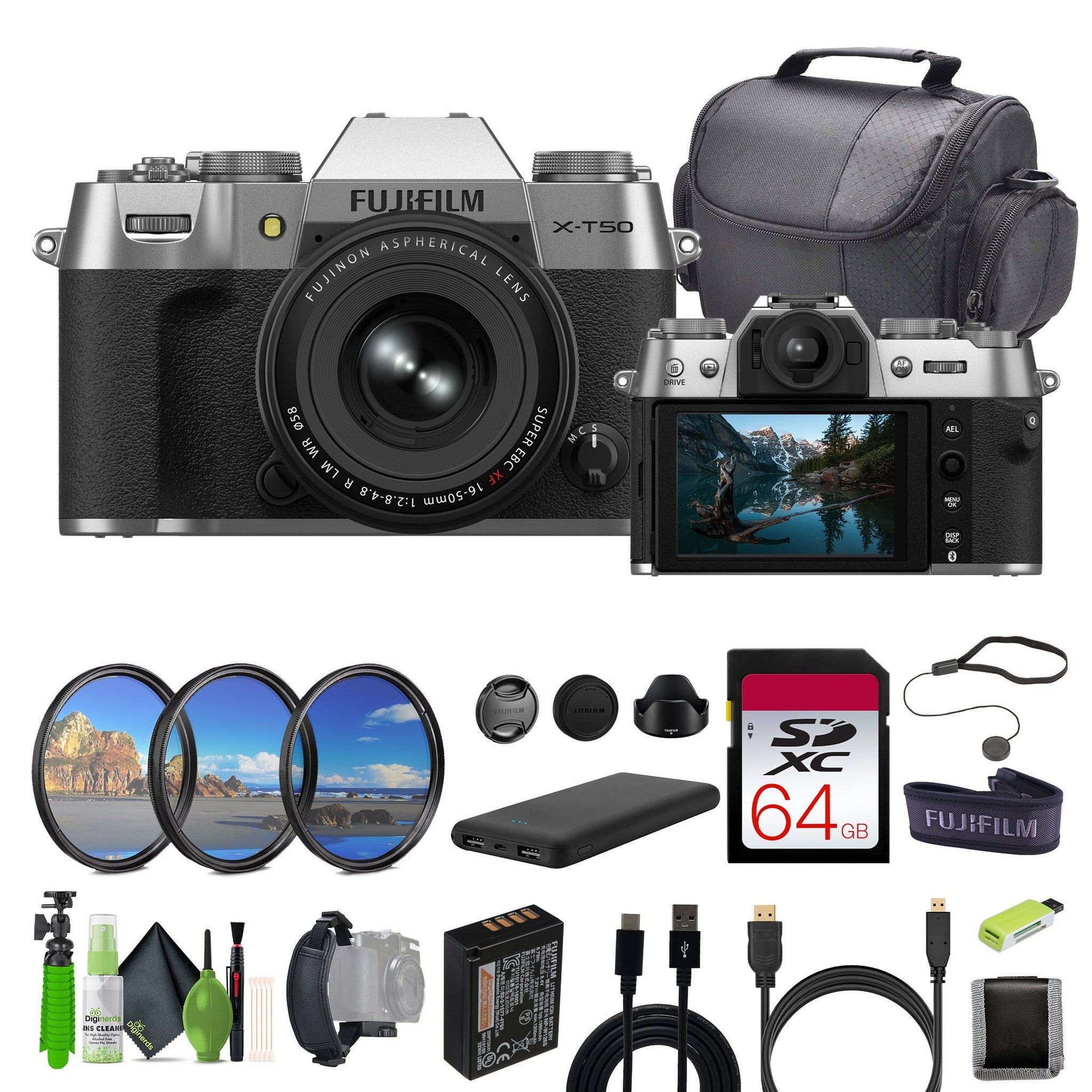 Fujifilm X-T50 Mirrorless Digital Camera XF16-50mm + Accessories - Silver