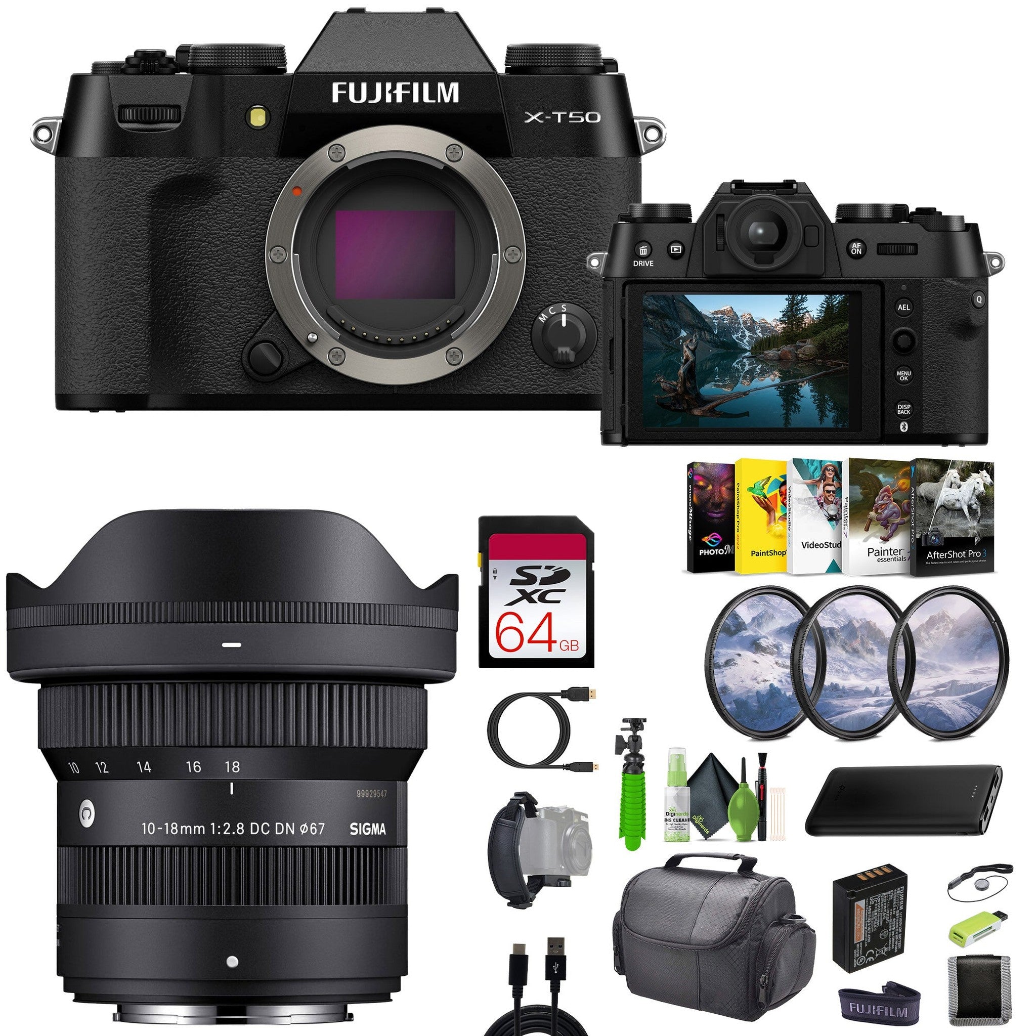 Fujifilm X-T50 Mirrorless Digital Camera + Sigma 10-18mm Contemporary Lens +More