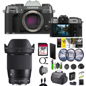 Fujifilm X-T50 Mirrorless Camera + Sigma 16mm Contemporary Lens + Accessories