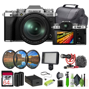 Fujifilm X-T5 Mirrorless Digital Camera XF16-80mm Lens Bundle+Accessories-Silver